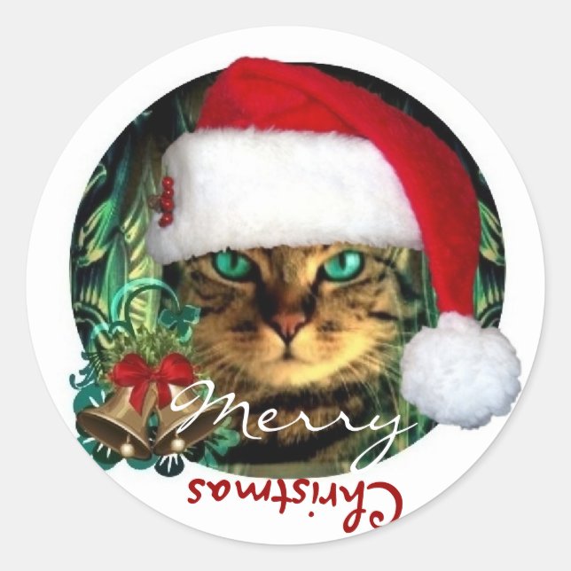 Autocollant Joyeux Noël Santa Cat (Devant)