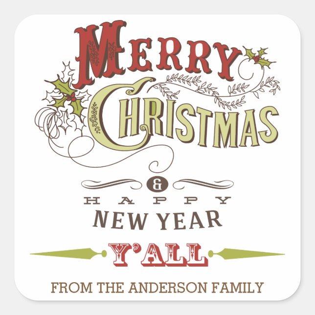 Autocollant Joyeux Noël Y'All (Devant)