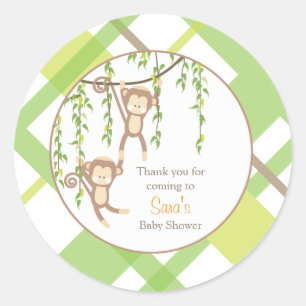 Autocollant jumel de baby shower de singes du