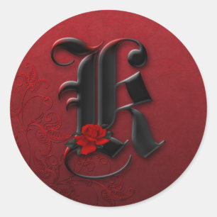 Autocollant K Monogramme rose noire et rouge