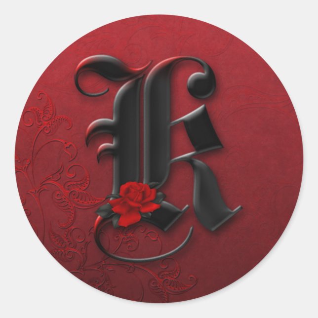 Autocollant K Monogramme rose noire et rouge (Devant)