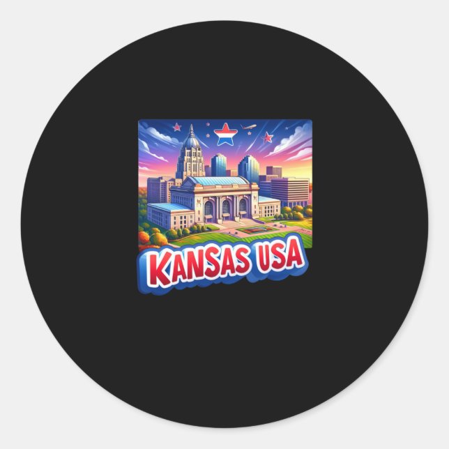 Autocollant Kansas In Usa (Devant)