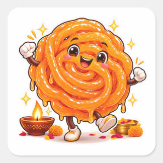 Autocollant Kawaii Jalebi, Diwali Di de douceur in