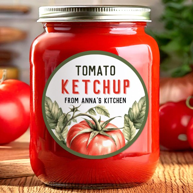 Autocollant Ketchup tomate avec tomate à l'aquarel (Créateur téléchargé)