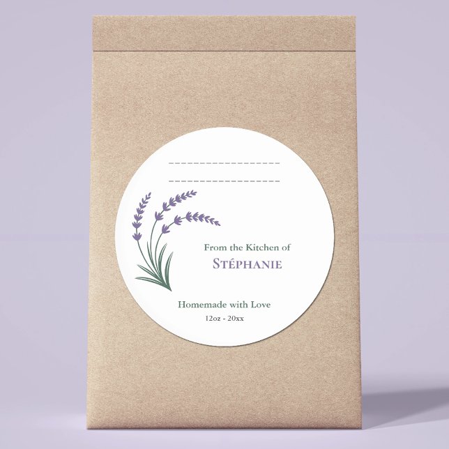 Autocollant Label Lavande Fait Maison avec Amour (Lavender Homemade with Love Label Sticker)