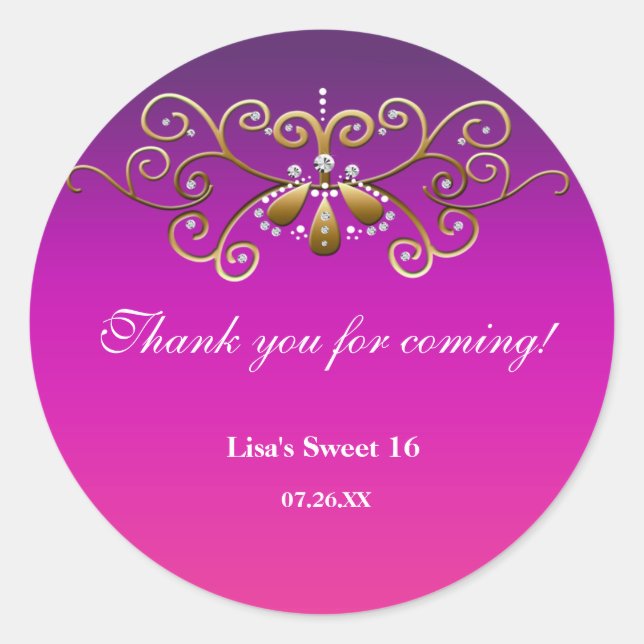 Autocollant Label Or Rose Violet Indian Princess (Devant)
