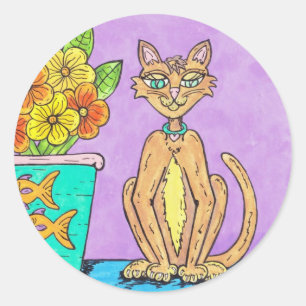 Autocollant Lady Kitten et Flowers