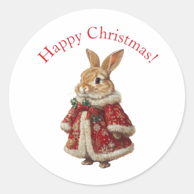 AUTOCOLLANT LAPIN DE NOËL JOYEUX (Devant)