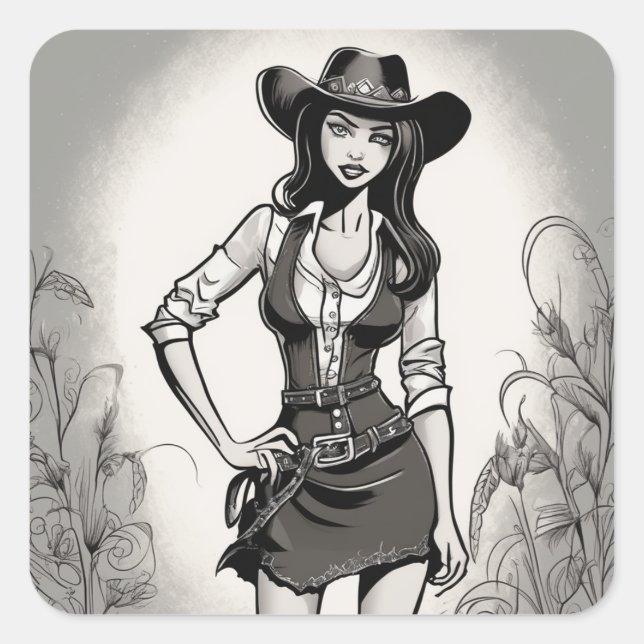 Autocollant LBD Retro Cowgirl (Devant)
