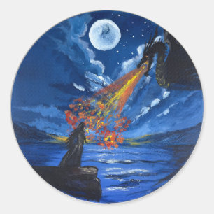 Autocollant - Le dragon - Œuvre d'art faite main 