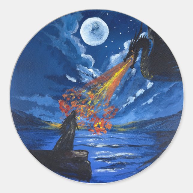 Autocollant - Le dragon - Œuvre d'art faite main  (Devant)