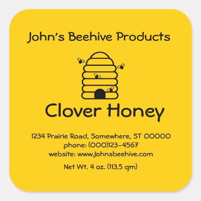 Autocollant (lg sq) - Miel (Devant)