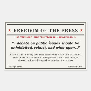 Autocollant Liberté de la Presse – NYT c. Sullivan