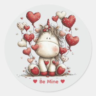 Autocollant Licorne Amour Aquarelle Fantaisiste