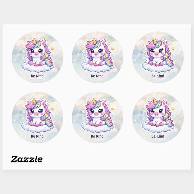 Autocollant Licorne Mignonne (Feuille)