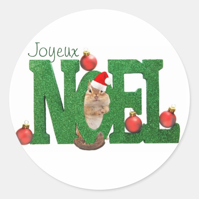 Autocollant Little Chipmunk Joyeux Noel (Devant)