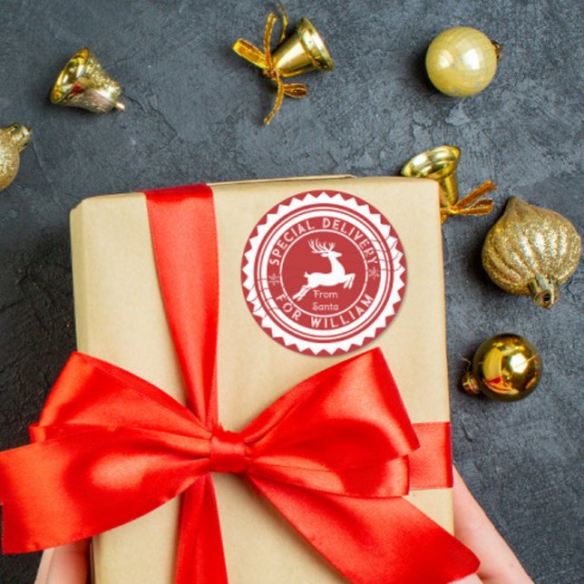 Autocollant Livraison Spéciale de Père Noël Nom pe (Créateur téléchargé)