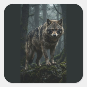 Autocollant Loup Gris Majestueux – Cadeau de la na