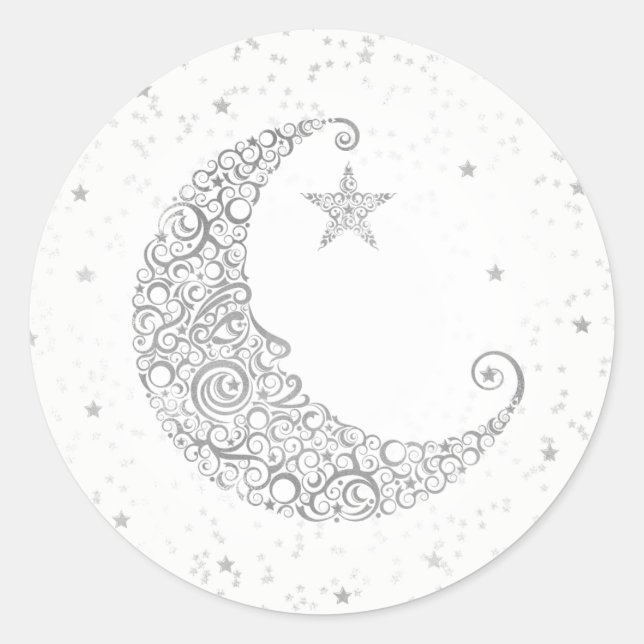 Autocollant Lune Argentée Twinkle Little Star (Devant)