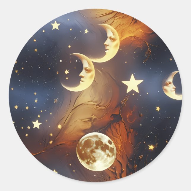 Autocollant - Lune céleste orange ardente rêveuse (Devant)