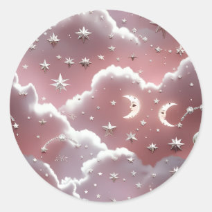 Autocollant – Lune Céleste Rose Quartz Luxe
