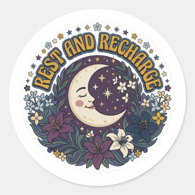 Autocollant Lune Repos et Recharge - Celesti Rétro (Devant)