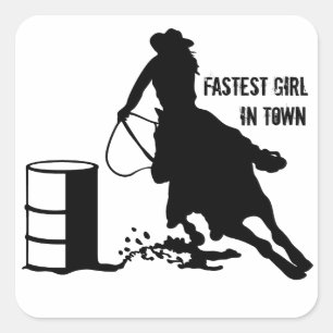 Autocollant lustré Cowgirl Barrel Racer Rodeo