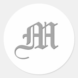 Autocollant M MONogramme M ARGENT et BLANC - Texte