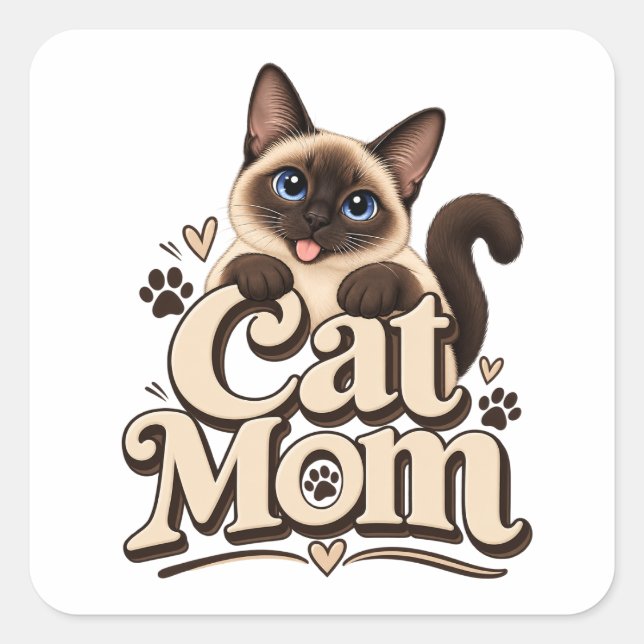 Autocollant Maman de Chat | Cadeau Amusant | Amour (Devant)