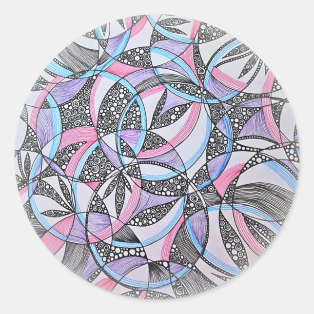 Autocollant Mandala Cercles Géométriques Abstraits (Devant)