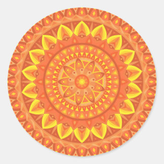 Autocollant Mandala Orange Chaud Bohème Vibrant Es