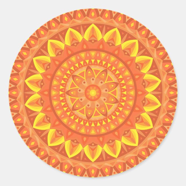 Autocollant Mandala Orange Chaud Bohème Vibrant Es (Devant)