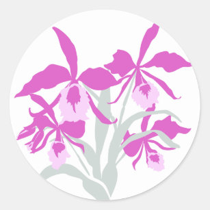 Autocollant mariage à orchidées violettes fleuries