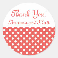 Autocollant Mariage à points Polka rouge et blanc