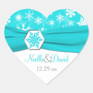 Autocollant Mariage Aqua, White, Grey Snowflakes