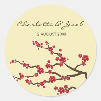 Autocollant Mariage asiatique rouge Sakura Cherry 