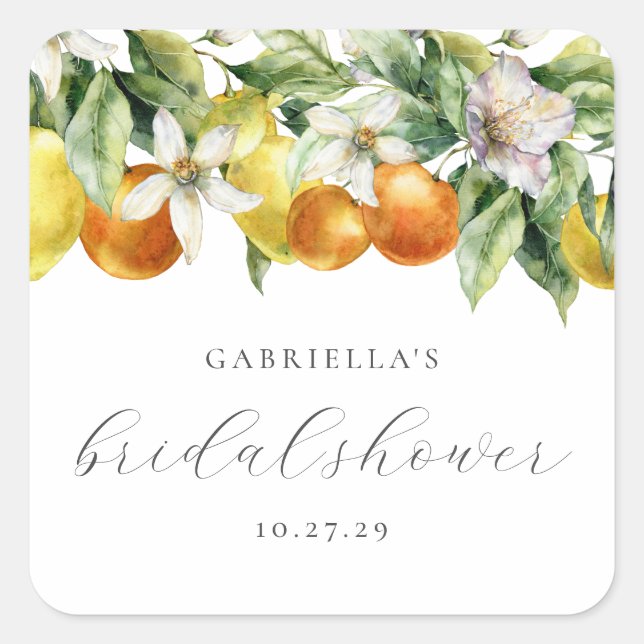 Autocollant Mariage Bohème Citron Orange  (Devant)
