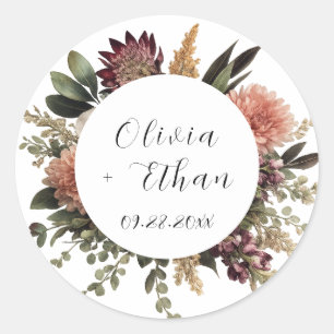 Autocollant Mariage Bohème Couronne Florale Rustiq