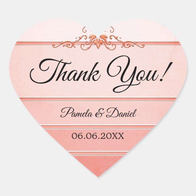 Autocollant Mariage Coral Ton sur Ton Stripe (Devant)