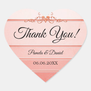 Autocollant Mariage Coral Ton sur Ton Stripe