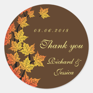 Autocollant Mariage d'automne Maple Leaf Brown
