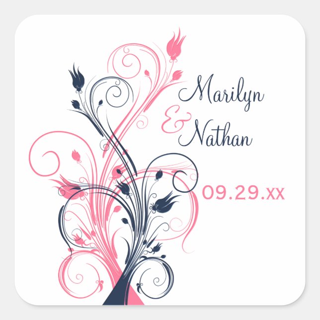 Autocollant Mariage de 1,5 po couleur rose marine (Devant)