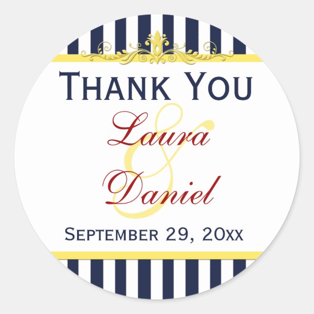 Autocollant Mariage de défilement bleu marine (Devant)