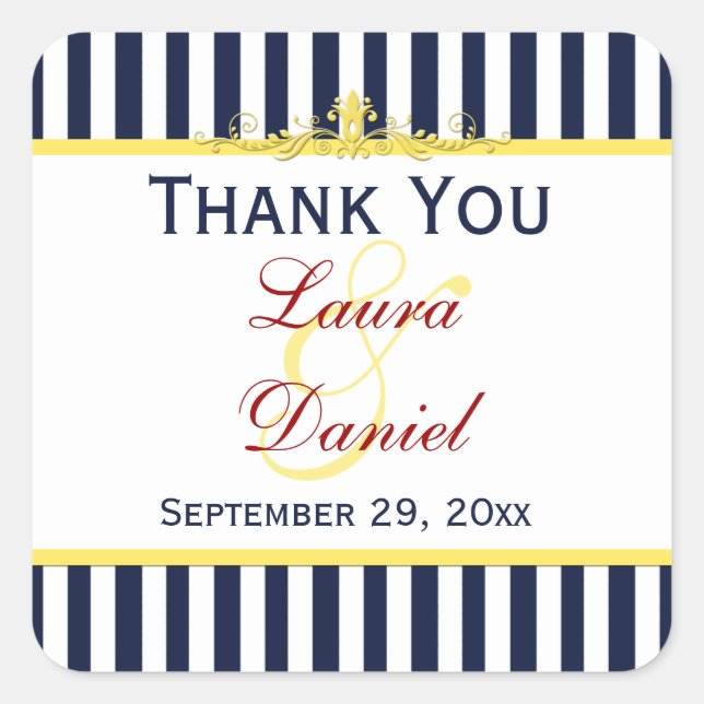 Autocollant Mariage de défilement bleu marine (Devant)