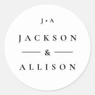 Autocollant mariage de nom monogramme Couples