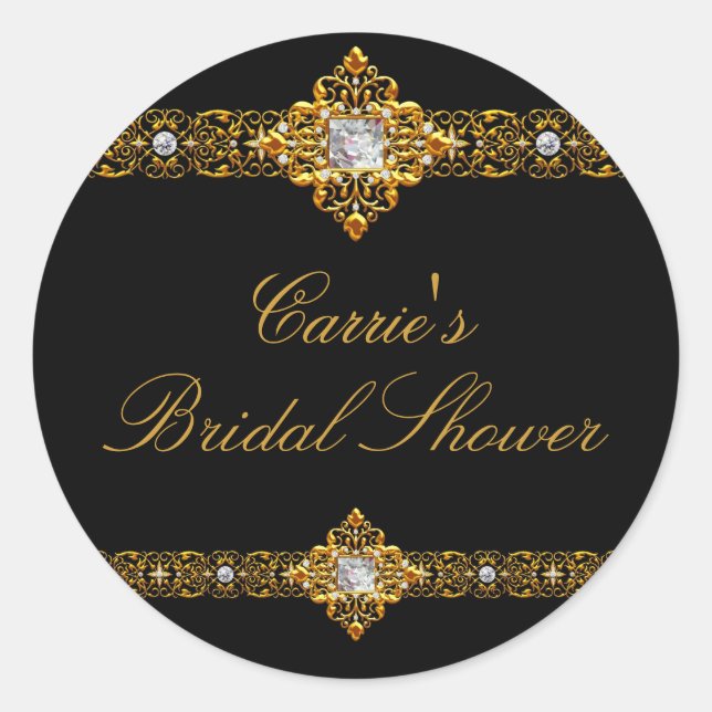 Autocollant Mariage Diamant Noir & Or (Devant)