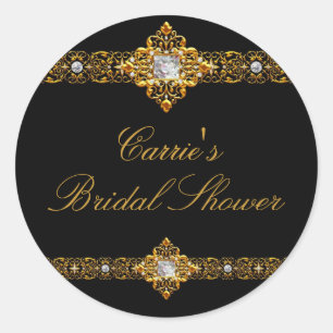 Autocollant Mariage Diamant Noir & Or