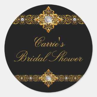 Autocollant Mariage Diamant Noir & Or
