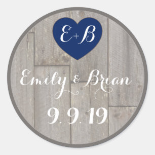 Autocollant mariage en bois rustique personnalisé