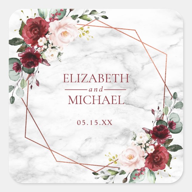 Autocollant Mariage en marbre de couleur bordeaux  (Devant)